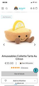 New JELLYCAT Colette Tarte Au Citron