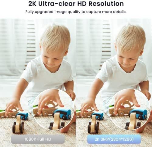 ecurity Camera Indoor - 2K WiFi Home Cameras for Baby Monitor, Pet, Dog, Smart CCTV, Alert, Siren, SD Card Storage, Works with Alexa (G7-2P)
