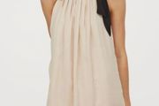 Beige bow-detail dress size M midi dress