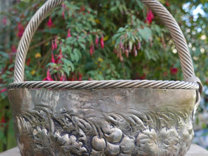 Vintage Continental Embossed Silver Plated Large Basket