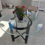 kitchen table glass top wooden frame Image 4