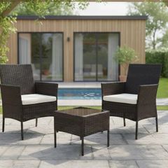 Hawai 3-Piece Rattan Garden Set Patio Table & 2 Armchairs Outdoor Furniture Ireland