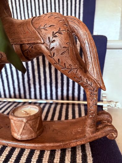 New bespoke wood effect vintage inspired rocking with candle and oversized bow
