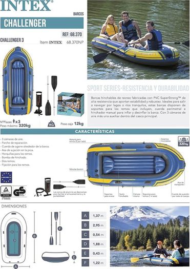 Challenger Inflatable Boat Set with Oars + Inflator (FREE POSTAGE)