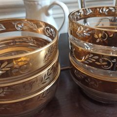 Gilded Glass Bowls & Serving Bowl