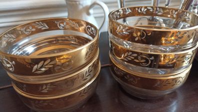 Gilded Glass Bowls & Serving Bowl
