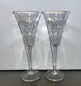 Two Waterford Crystal Millennium Peace Champagne Flutes