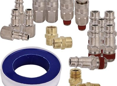 19pcs 1/4" Bsp Air Line Connectors Euro Style Hose Compressor Fittings, Air Compressor Fittings, Air Hose Fittings, for Pneumatic Tools, Air Compressors, Air Pipes Bag