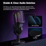 USB Microphone for PC Gaming: Condenser Microphone RGB with Stand Mic - Recording Mic for Computer & Laptop with Quick Mute - Desk Podcast Mic for Podcast & Singing & Streaming & Youtube Black Image 6