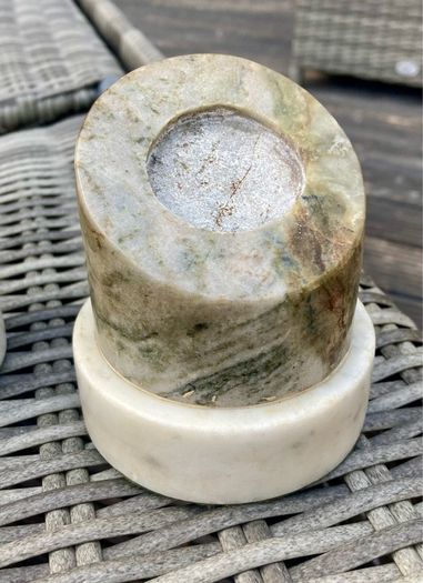 Two marble medal display plinths