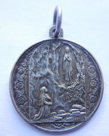 Antique Silver Plated Catholic Medal Charm