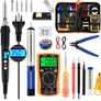 Soldering Iron Kit,WOWGO 60W Adjustable Temperature Welding Tools Set with 5 Soldering Tips,Digital Multimeter,Soldering Iron Stand,Tin Wire Tube,Desoldering Pump and Portable PU Tool Bag Image 10