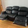 Black Leather 3 Seater Recliner Couch Very Good Condition Image 3