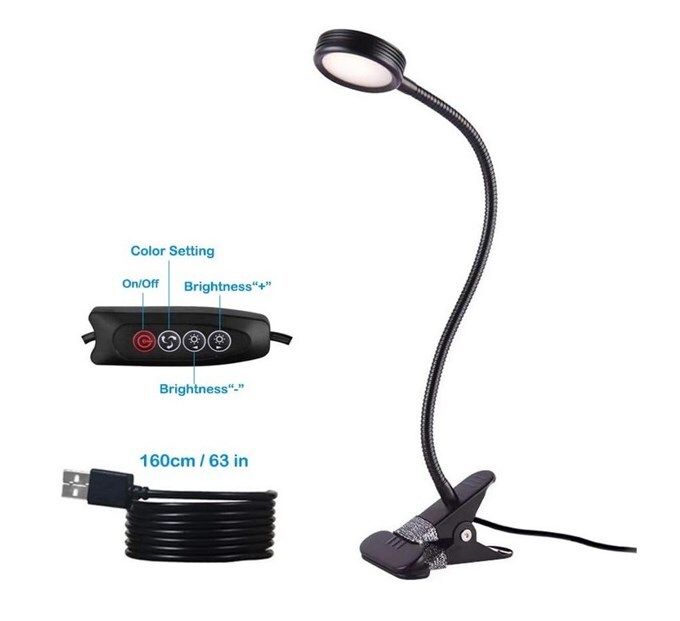 EYOCEAN Clip on Light Reading Lights, Desk Lamps, Eye Protection Kids Desk Lamp with Strong Clamp, Flexible Night Light 3 Modes 9 Dimming Levels