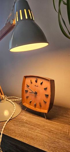 Kienzle wooden tripod clock vintage mid century
