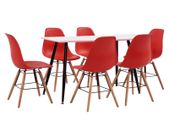 7 Piece Dining Set Plastic Red