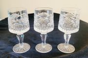 Vintage Tyrone Crystal Coleen Wine Glasses Signed Irish Cut Glass Set of 3
