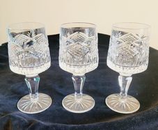 Vintage Tyrone Crystal Coleen Wine Glasses Signed Irish Cut Glass Set of 3