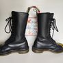 Dr Martens 1914 14 hole 1C14 black yellow foot mid calf boots UK4 EU37 US6 Image 8
