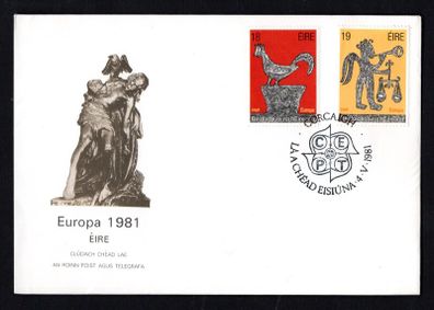 1981 Ireland Europa Folklore Commemorative Stamps Post and Telegraph First Day Cover (FDC) with Cork pictoricial cancel