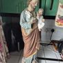 Large Religious 63.5cm high Vintage polychrome large Saint Joseph and the infant Jesus statue Image 6