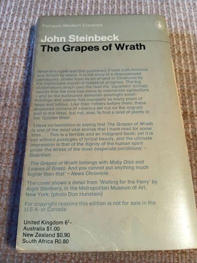 1968 John Steinbeck The Grapes of Wrath