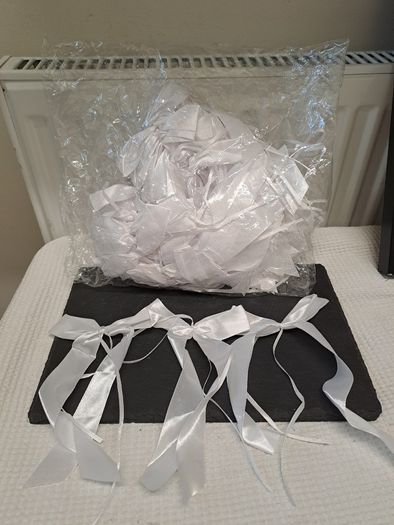White Satin Ribbon Bows Large Bundle