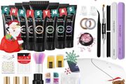 FREE EXPRESS SHIPPING Poly Nail Gel Kit, Phoenixy 8 Colors 15ml Poly Nail Extension Gel Nail Kit with Nail Lamp, Poly Nail Gel Starter Set for Beginners Nail Salon at Home