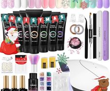FREE EXPRESS SHIPPING Poly Nail Gel Kit, Phoenixy 8 Colors 15ml Poly Nail Extension Gel Nail Kit with Nail Lamp, Poly Nail Gel Starter Set for Beginners Nail Salon at Home
