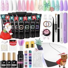 FREE EXPRESS SHIPPING Poly Nail Gel Kit, Phoenixy 8 Colors 15ml Poly Nail Extension Gel Nail Kit with Nail Lamp, Poly Nail Gel Starter Set for Beginners Nail Salon at Home