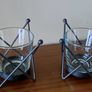 2 Candle tealights metal holders with glass inserts Image 3