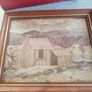 Framed Vintage  Straw and Nature Artwork (New Zealand Artist T Rogers) "Banks Peninsula" Made from Natural Objects, Textile Art, Man Cave. Image 5