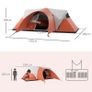 3000mm Waterproof Camping Tent for 5-6 Man, Family Tent with Porch and Sewn in Groundsheet, Portable with Bag, Orange Image 3