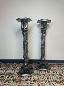 Fabulous Pair of Carved Silver Gilt Wood Jardinieres / Stands.
