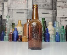 264 - Vintage Murphys Brewers Cork Beer Embossed Letters Brown Glass Decorative Collectible Bottle
