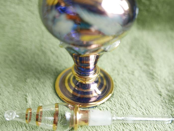 Vintage Blue Handblown Glass Perfume Massage Oil Bottle