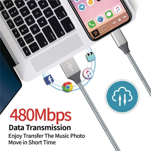 1M/2M/3M USB Lightning Cable For iPhone 7 8 12 13 X 11 Pro Long Charger Charging Fast Lead 1m 2m 3M