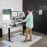 107cm Height Adjustable Stand Up Desk Converter V Series Quick Sit to Tabletop Dual Monitor Riser Workstation Black DESK-V000VL Image 4