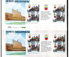 1988 Ireland Dublin Millennium Pair Booklet Pane Commemorative Stamp First Day Cover (FDC)