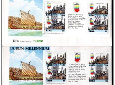 1988 Ireland Dublin Millennium Pair Booklet Pane Commemorative Stamp First Day Cover (FDC)