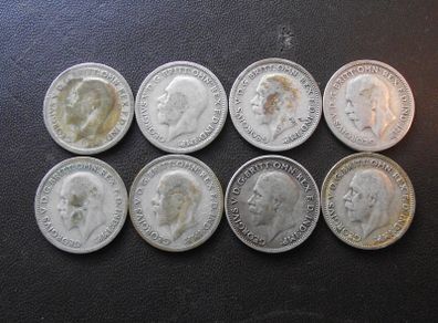 Great Britain.George V. 8 Silver@6 pence (1928-1933)