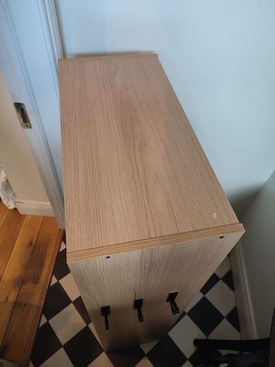 Wooden unit with fabric drawers