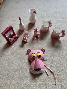 Vintage 1980s Pink Panther Ceramic Collection, 8 Pieces, Royal Orleans