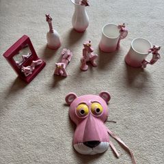Vintage 1980s Pink Panther Ceramic Collection, 8 Pieces, Royal Orleans