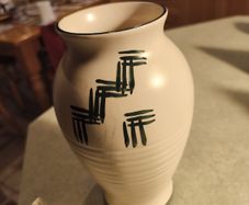 Vintage Wcklow Vale Pottery Vase With Black Rim