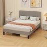 140 x 190 cm Bed Frame, Wooden Slatted Base, Adjustable Headboard, Padded Double Bed in Corduroy Velvet, Gray Image 6