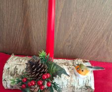 Christmas Yule Log with Candle