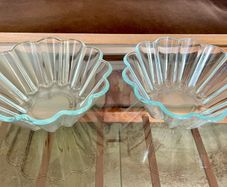2 Pyrex France Fluted Glass Bowls Decorative Jelly Salad or Brioche Forms Moulds