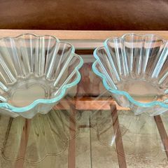 2 Pyrex France Fluted Glass Bowls Decorative Jelly Salad or Brioche Forms Moulds