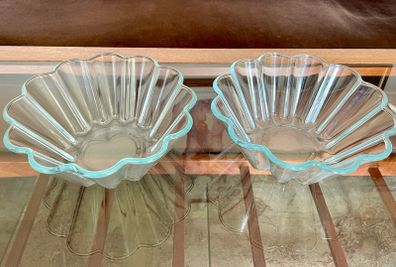 2 Pyrex France Fluted Glass Bowls Decorative Jelly Salad or Brioche Forms Moulds